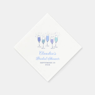 Etwas Blue Champagne Brautparty Serviette