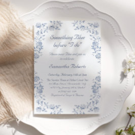 Etwas Blue Chinoiserie Floral Brautparty Einladung