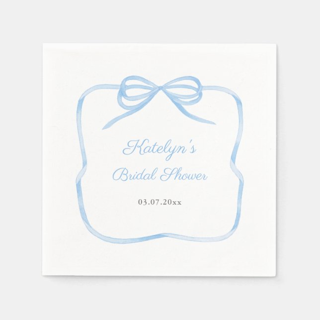 Etwas Blue Coquette Bow Brautparty Party Serviette (Vorderseite)