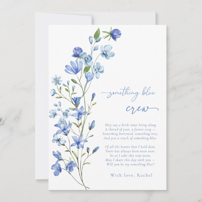 Etwas Blue Crew Bridesmaid Vorschlagskarte Einladung (Vorderseite)