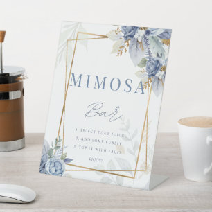 Etwas Blue Dusty Dusche Mimosa Bar Sign Poster Sockelschild