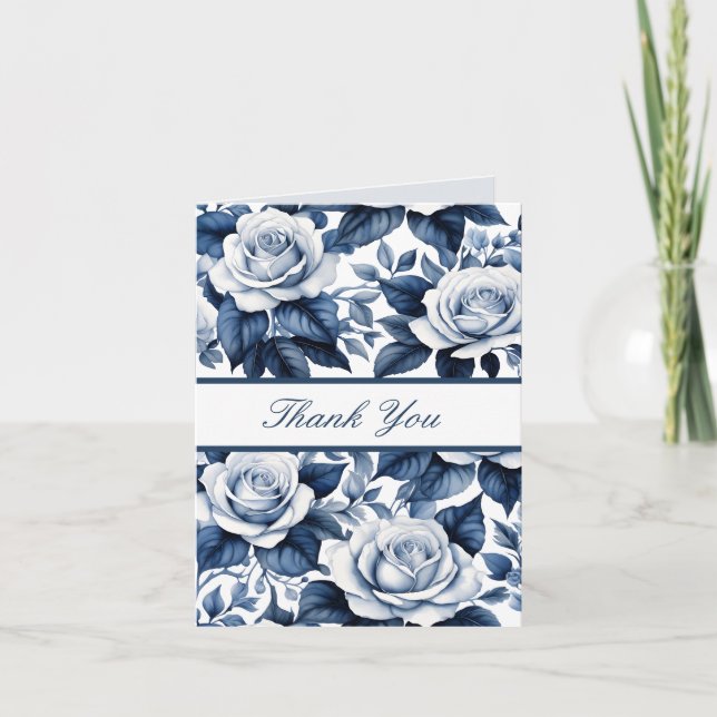Etwas Blue EleganBlue Rose Brautparty Dankeskarte (Vorderseite)