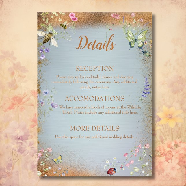 Etwas Blue Elegante Wildblume Enclosure Card Begleitkarte (Von Creator hochgeladen)