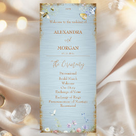 Etwas Blue Elegante Wildblume Hochzeitsprogramm Programm