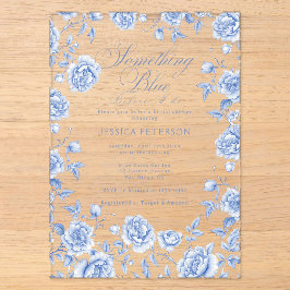 Etwas Blue Elegantes Chinoiserie Brautparty Acryleinladungen