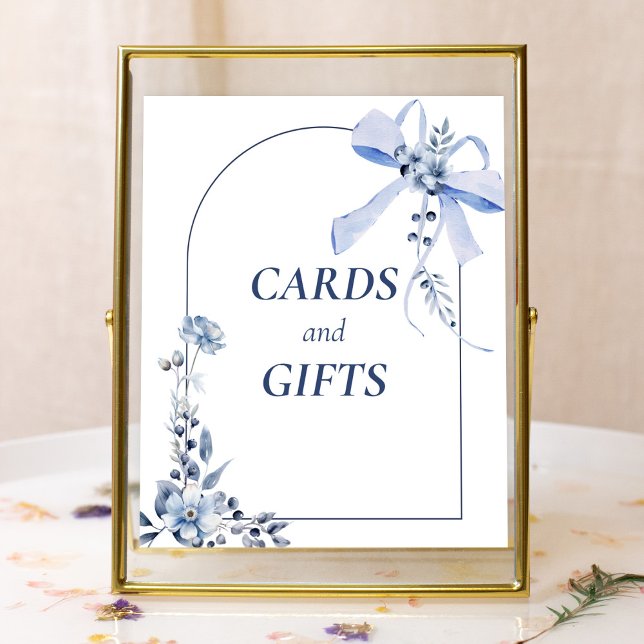 Etwas Blue Floral Bow Arch Cards & Gifts Poste Poster (Von Creator hochgeladen)