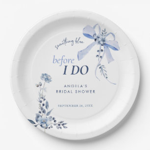 Etwas Blue Floral Bow Brautparty Pappteller