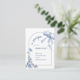 Etwas Blue Floral Bow Bridal Rezept Card Begleitkarte