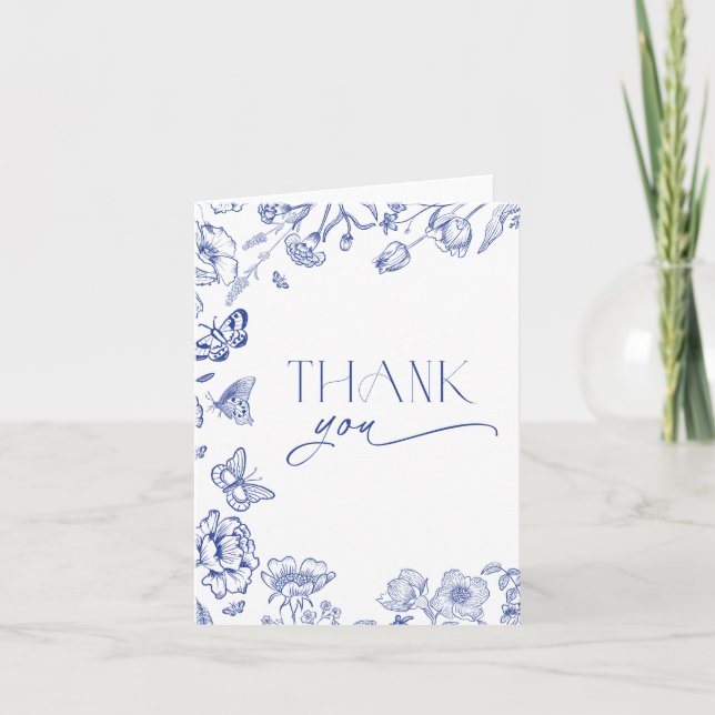 Etwas Blue Floral Brautparty Danke Karte (Vorderseite)