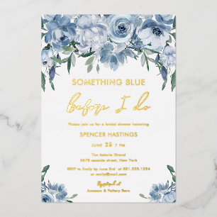 Etwas Blue Floral Brautparty Gold Folieneinladung