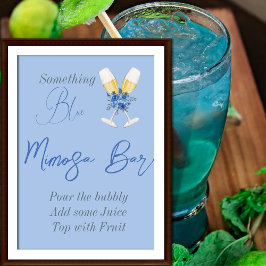 Etwas Blue Floral Brautparty Mimosa Bar Poster