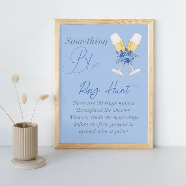 Etwas Blue Floral Brautparty Ring Hunt Game Poster (Von Creator hochgeladen)