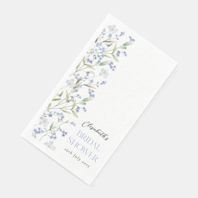 Etwas Blue Floral Brautparty Serviette (Ecke)