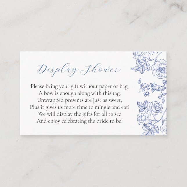 Etwas Blue Floral Bridal Display Dusche Begleitkarte (Vorderseite)