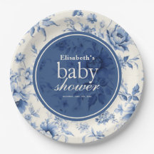 Etwas Blue Floral French Toile Baby Dusche