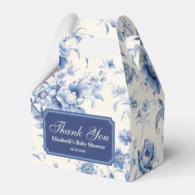 Etwas Blue Floral French Toile Chinoiserie Geschenkschachtel (Vorderseite)