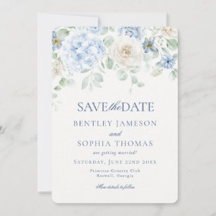 Etwas Blue Floral Hydrangea Save the Date Card Einladung