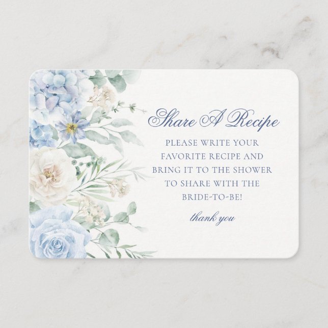 Etwas Blue Floral Hydrangea teilen ein Rezept Begleitkarte (Vorderseite)