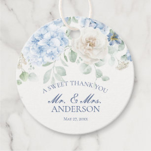 Etwas Blue Floral Hydrangea Wedding Circle Geschenkanhänger