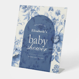 Etwas Blue Floral Toile Baby Dusche Empfang Sockelschild