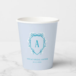 Etwas Blue Floral Wappen Monogram Brautparty Pappbecher