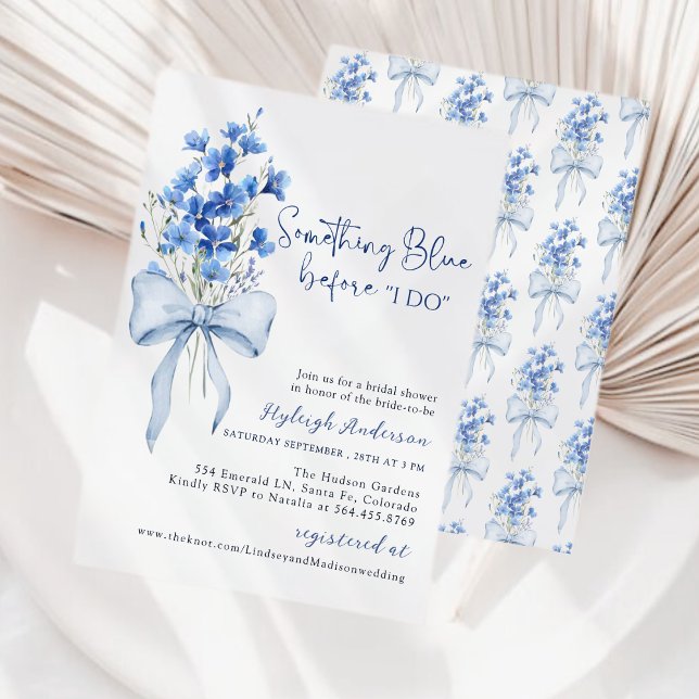 Etwas Blue Ribbon Brautparty | Dusty Blue Einladung (Von Creator hochgeladen)