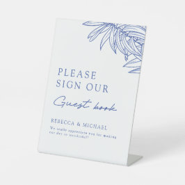 Etwas Blue Simple Botanic Guest Book Sockelschild
