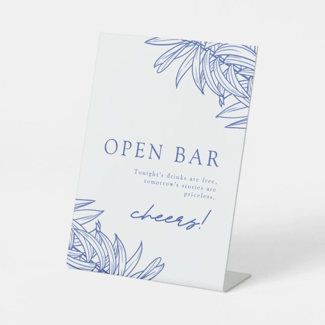 Etwas Blue Simple Botanic Open Bar Sockelschild (Vorderseite)