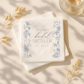 Etwas Blue Toile Brautparty laden ein | Delft Serviette