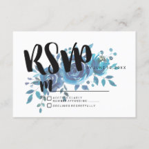 Etwas Blue Watercolor Wedding RSVP Response