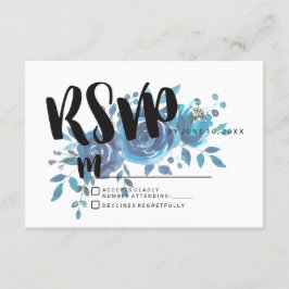 Etwas Blue Watercolor Wedding RSVP Response Karte