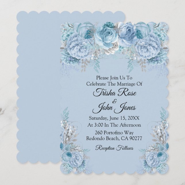 Etwas Blue Wedding Collection Einladung (Vorne/Hinten)