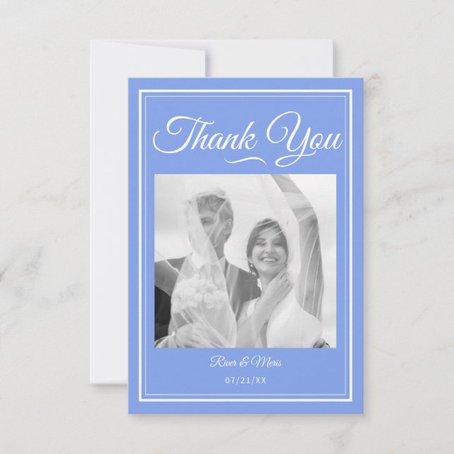 Etwas Blue Wedding Dankeschön Card Dankeskarte (Vorderseite)