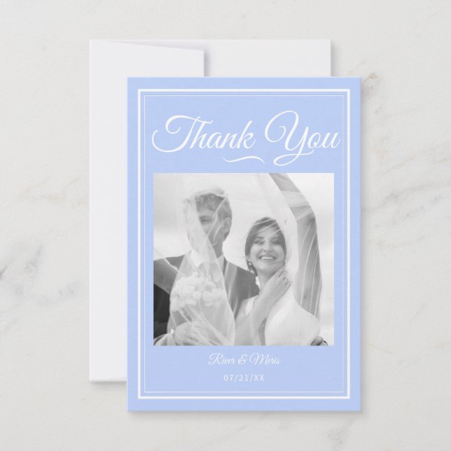 Etwas Blue Wedding Dankeschön Card Dankeskarte (Vorderseite)