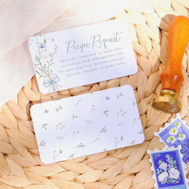 Etwas Blue Wildblume Brautparty Begleitkarte (Card Front & Back Mock-up)