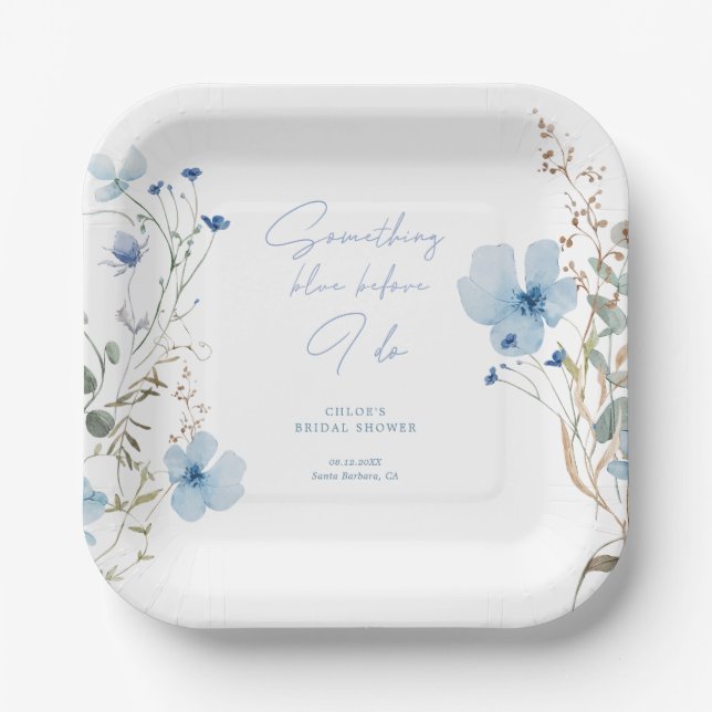Etwas Blue Wildblume Brautparty Pappteller (Vorderseite)