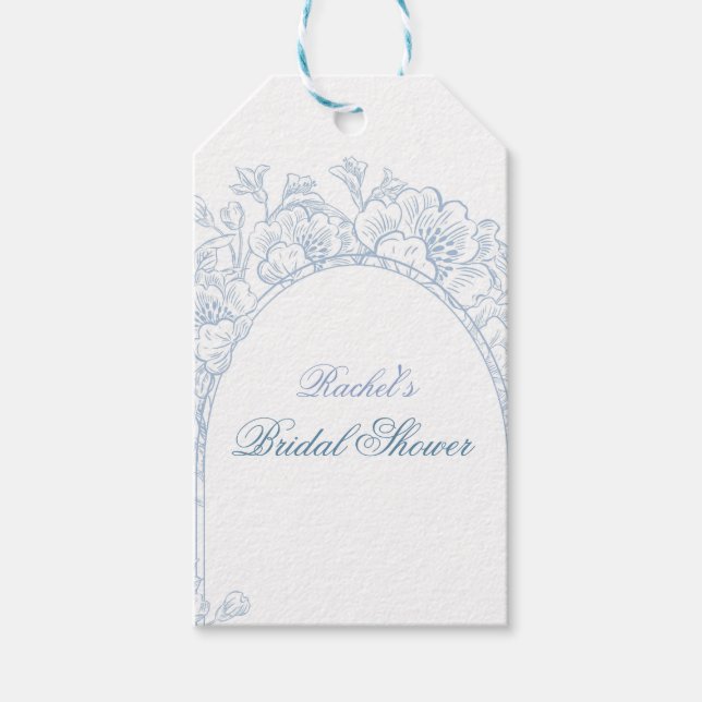 Etwas Blue Wildblume Bridal Dusche Einladung Geschenkanhänger (Vorderseite)