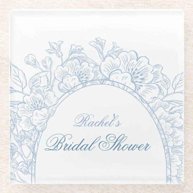 Etwas Blue Wildblume Bridal Dusche Einladung Glasuntersetzer (Vorderseite)