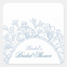 Etwas Blue Wildblume Bridal Dusche Einladung Quadratischer Aufkleber