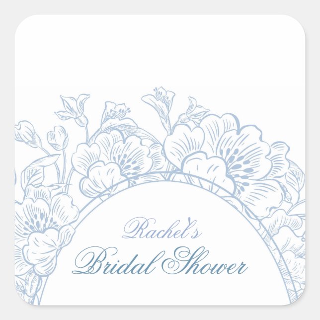 Etwas Blue Wildblume Bridal Dusche Einladung Quadratischer Aufkleber (Vorderseite)