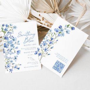 Etwas Blue Wildblume Qr Code Brautparty Einladung