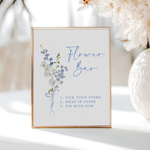 Etwas Blue Wildblume Ribbon Blume Bar Poster