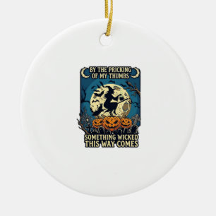Etwas Böses kommt mit der Hexe Halloween-Kürbis Keramik Ornament