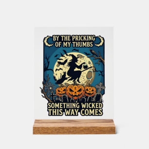 Etwas Böses Kommt Mit Hexe Halloween Kürbis Acrylschild