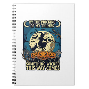 Etwas Böses Kommt Mit Hexe Halloween Kürbis Notizblock