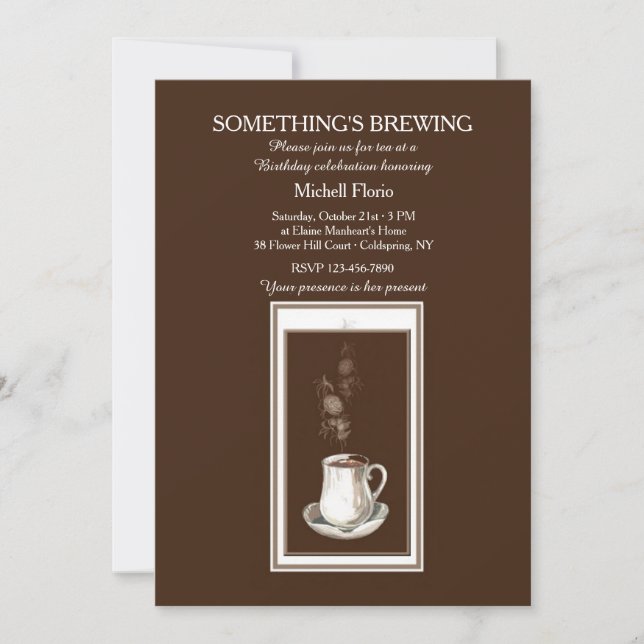 Etwas braut sich zusammen Tee- (oder Kaffee-) Part Einladung (Vorderseite)