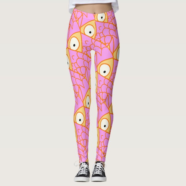Etwas Fisches! niedlicher künstlerischer rosa Fisc Leggings (Vorderseite)