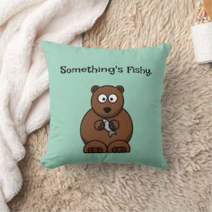 Etwas ist Fishy Funny Brown Bären Cartoon Kissen