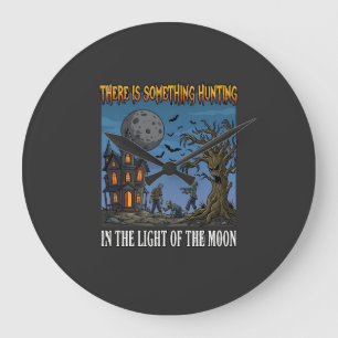 Etwas Jagdlicht Mond Halloween Heißer Zom Große Wanduhr