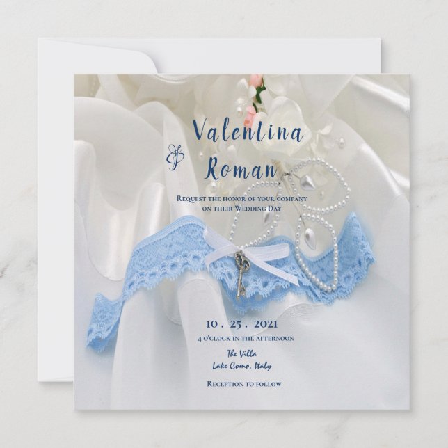Etwas leihes etwas Blue Wedding Einladung (Vorderseite)